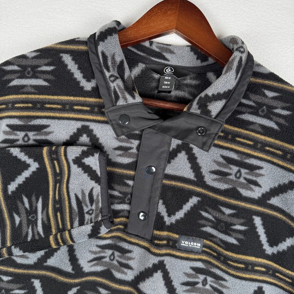 Volcom Switch Case Sweater Mens Medium 1/4 Snap Mock Neck Fleece Aztec Western - Picture 1 of 9